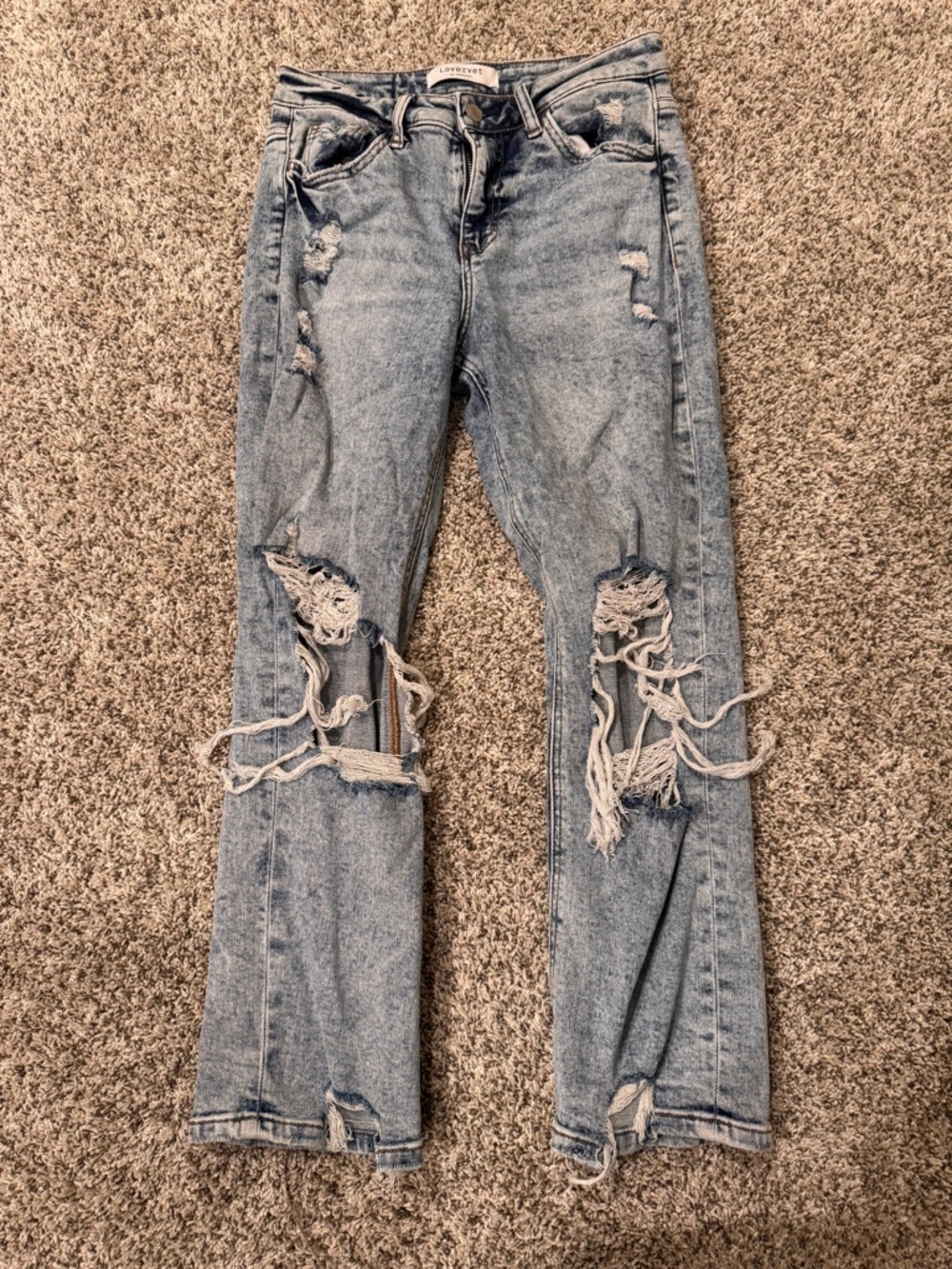 Light Blue Distressed Women's Ankle Jeans